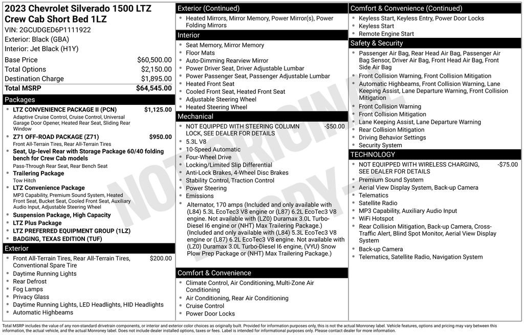 Used 2023 Chevrolet Silverado 1500 LTZ w/ LTZ Convenience Package II AWD/4WD image 1