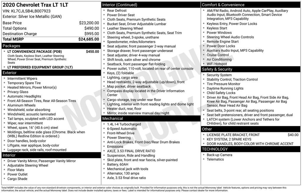 Used 2020 Chevrolet Trax LT w/ LT Convenience Package FWD image 6