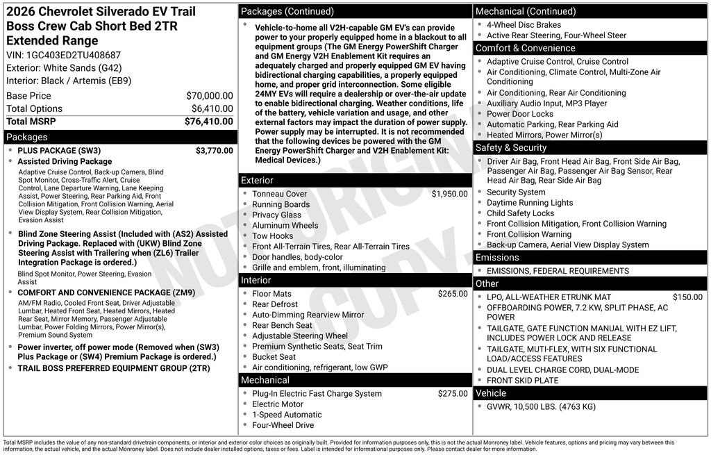 New 2026 Chevrolet Silverado EV Trail Boss w/ Plus Package image 4