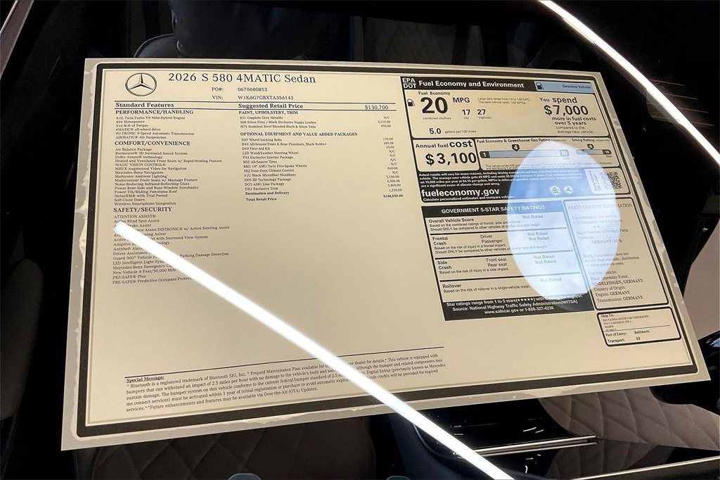 New 2026 Mercedes-Benz S 580 4MATIC Sedan image 13