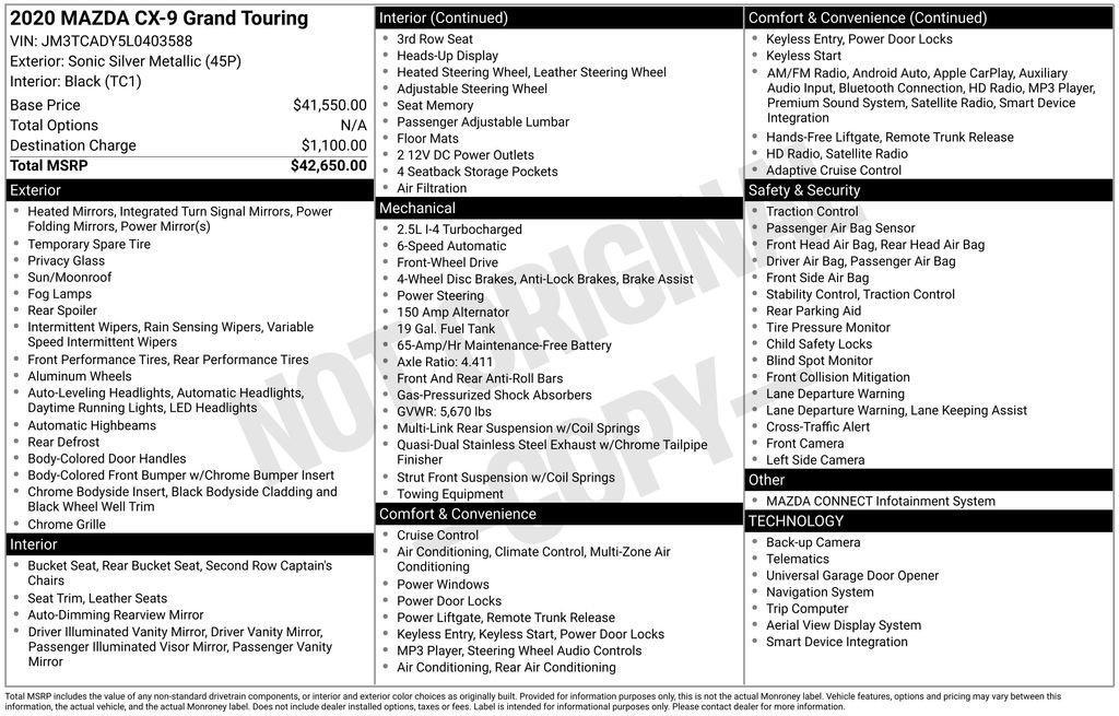 Used 2020 MAZDA CX-9 Grand Touring image 43