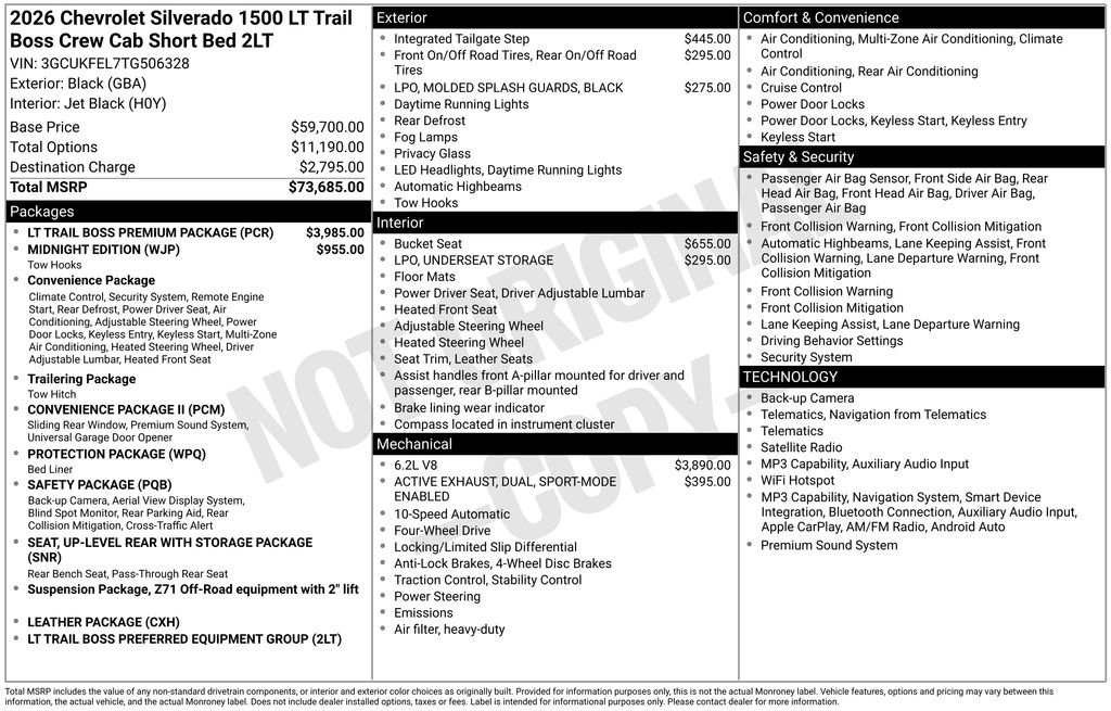 New 2026 Chevrolet Silverado 1500 LT Trail Boss w/ LT Trail Boss Premium Package AWD/4WD image 6