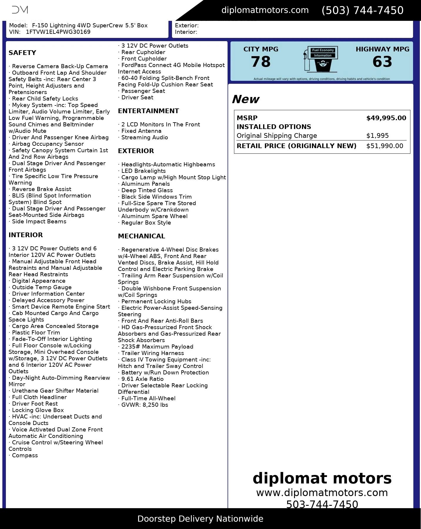 Used 2023 Ford F150 Lightning XLT w/ Equipment Group 312A High image 2