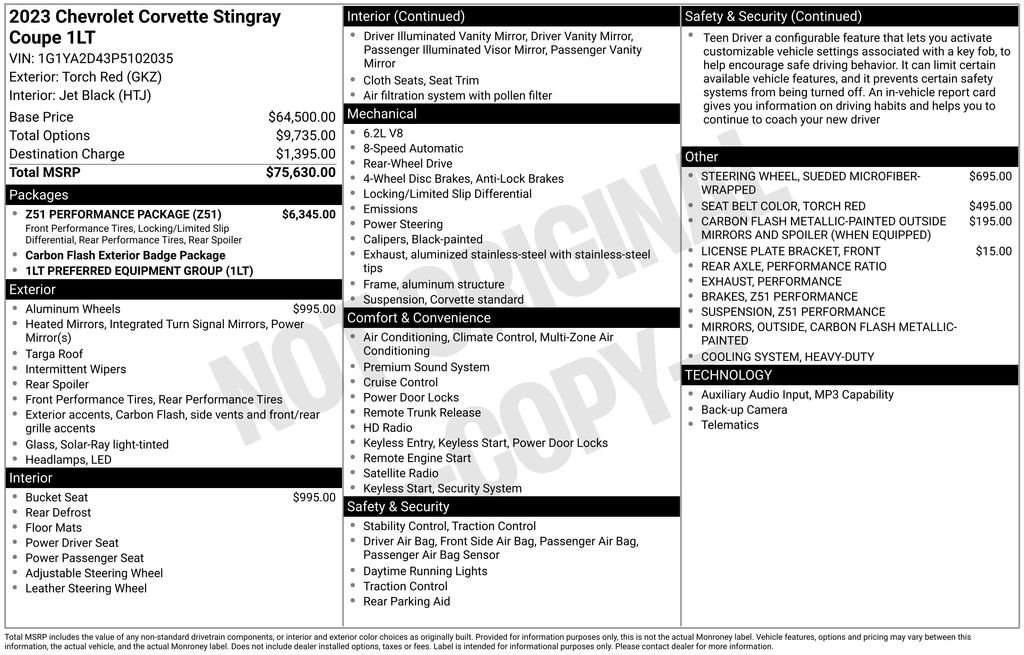 Used 2023 Chevrolet Corvette Stingray Coupe w/ Z51 Performance Package image 6