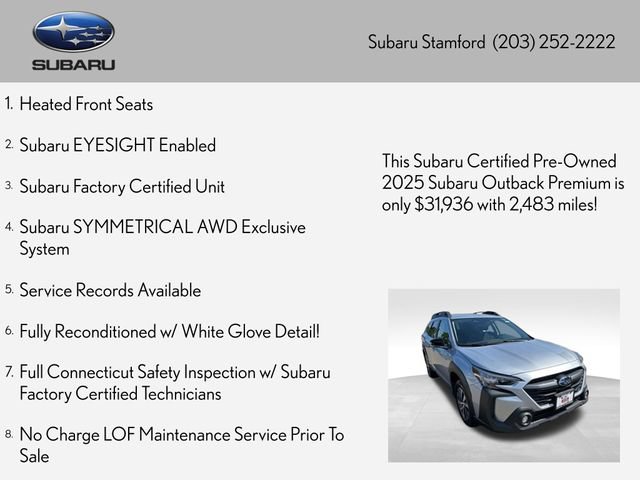 Certified 2025 Subaru Outback Premium AWD/4WD image 2