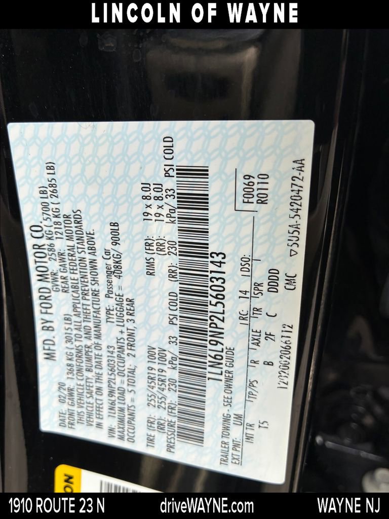 Certified 2020 Lincoln Continental Reserve AWD/4WD image 30