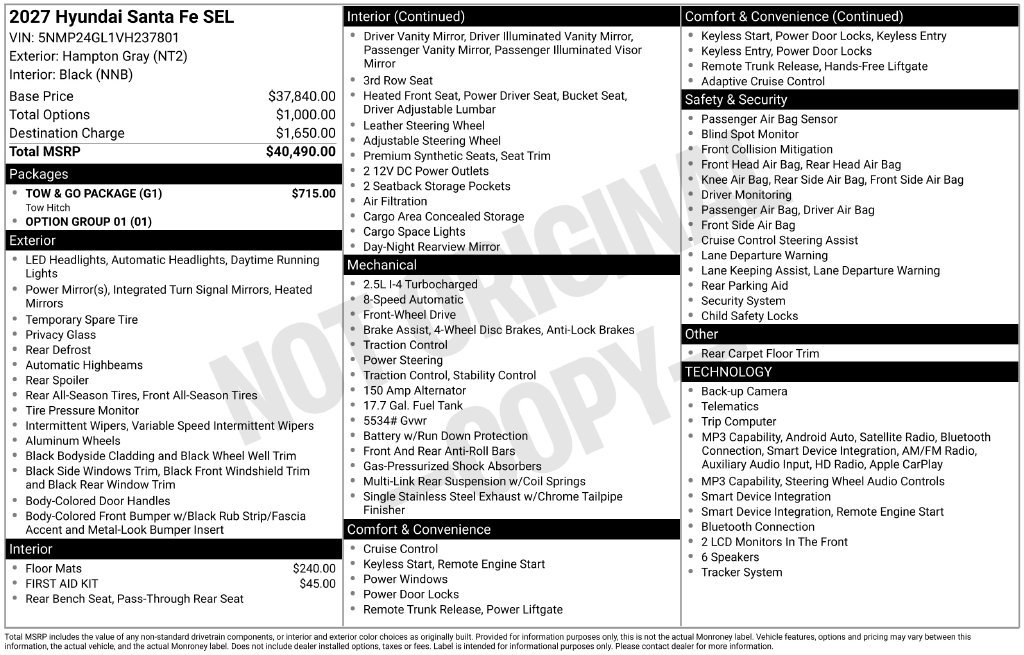 New 2027 Hyundai Santa Fe SEL w/ Tow & Go Package FWD image 7