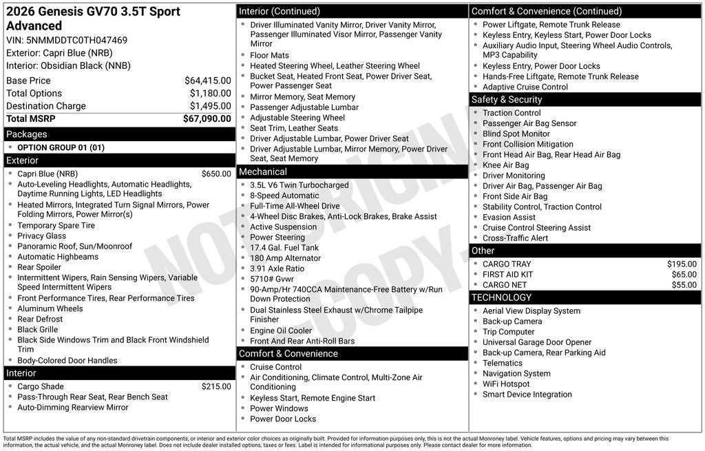 New 2026 Genesis GV70 3.5T Sport Advanced AWD/4WD image 19