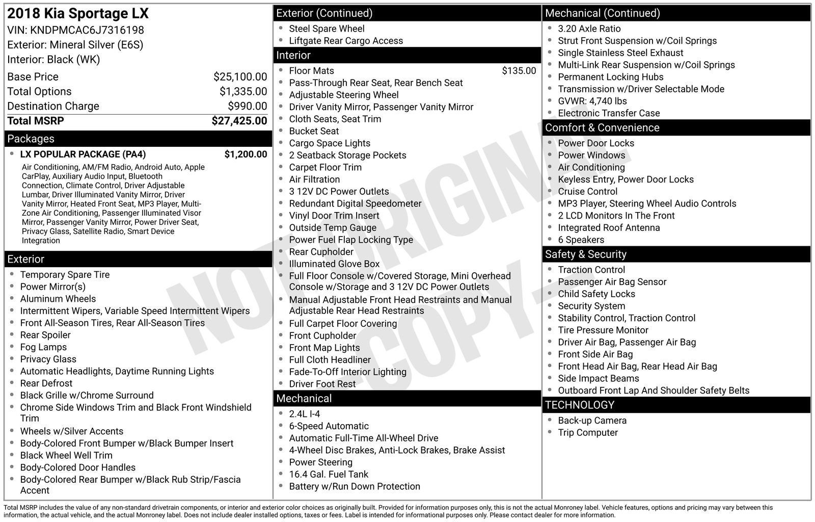 Used 2018 Kia Sportage LX w/ LX Popular Package image 6