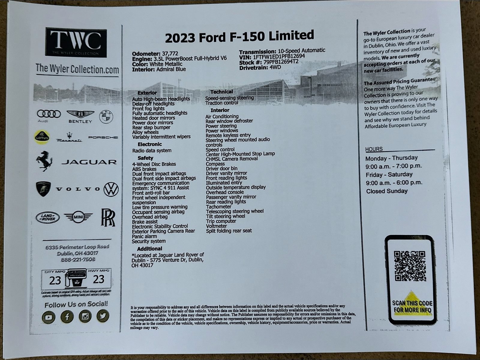 Used 2023 Ford F150 Limited AWD/4WD image 46