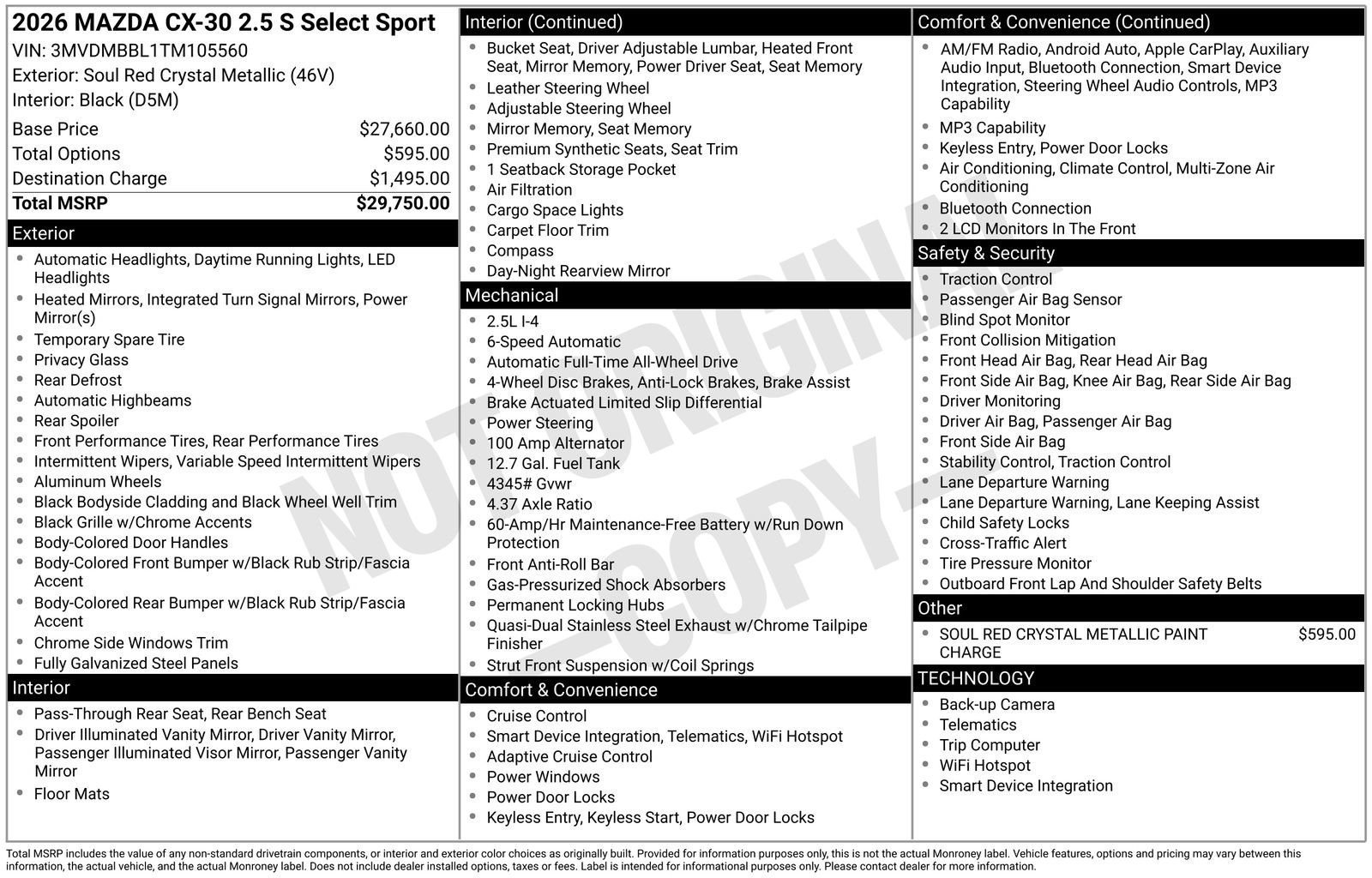 New 2026 MAZDA CX-30 AWD 2.5 S w/ Select Sport Pkg image 4
