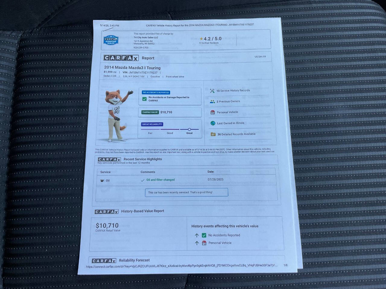 Used 2014 MAZDA MAZDA3 i Touring w/ Moonroof Package 1 FWD image 38
