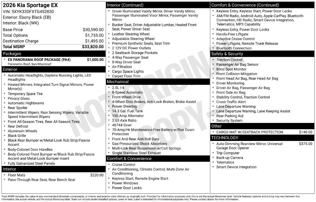 New 2026 Kia Sportage EX w/ EX Panorama Roof Package FWD image 5