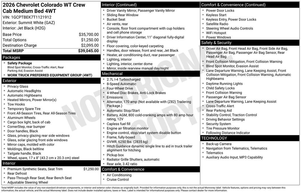 New 2026 Chevrolet Colorado W/T image 30