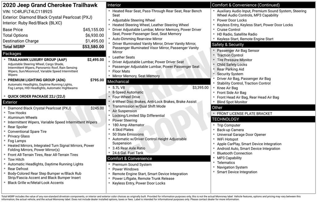 Certified 2020 Jeep Grand Cherokee Trailhawk w/ Trailhawk Luxury Group AWD/4WD image 41