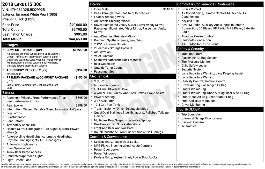 Used 2018 Lexus IS 300 AWD w/ Comfort Package image 17