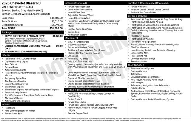 New 2026 Chevrolet Blazer RS w/ Driver Confidence II Package AWD/4WD image 25