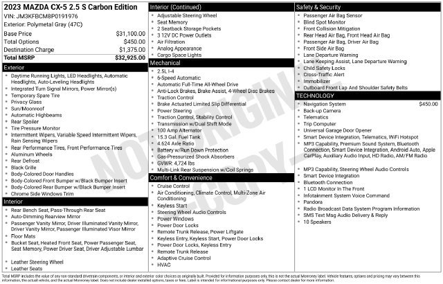 Used 2023 MAZDA CX-5 Carbon Edition AWD/4WD image 4