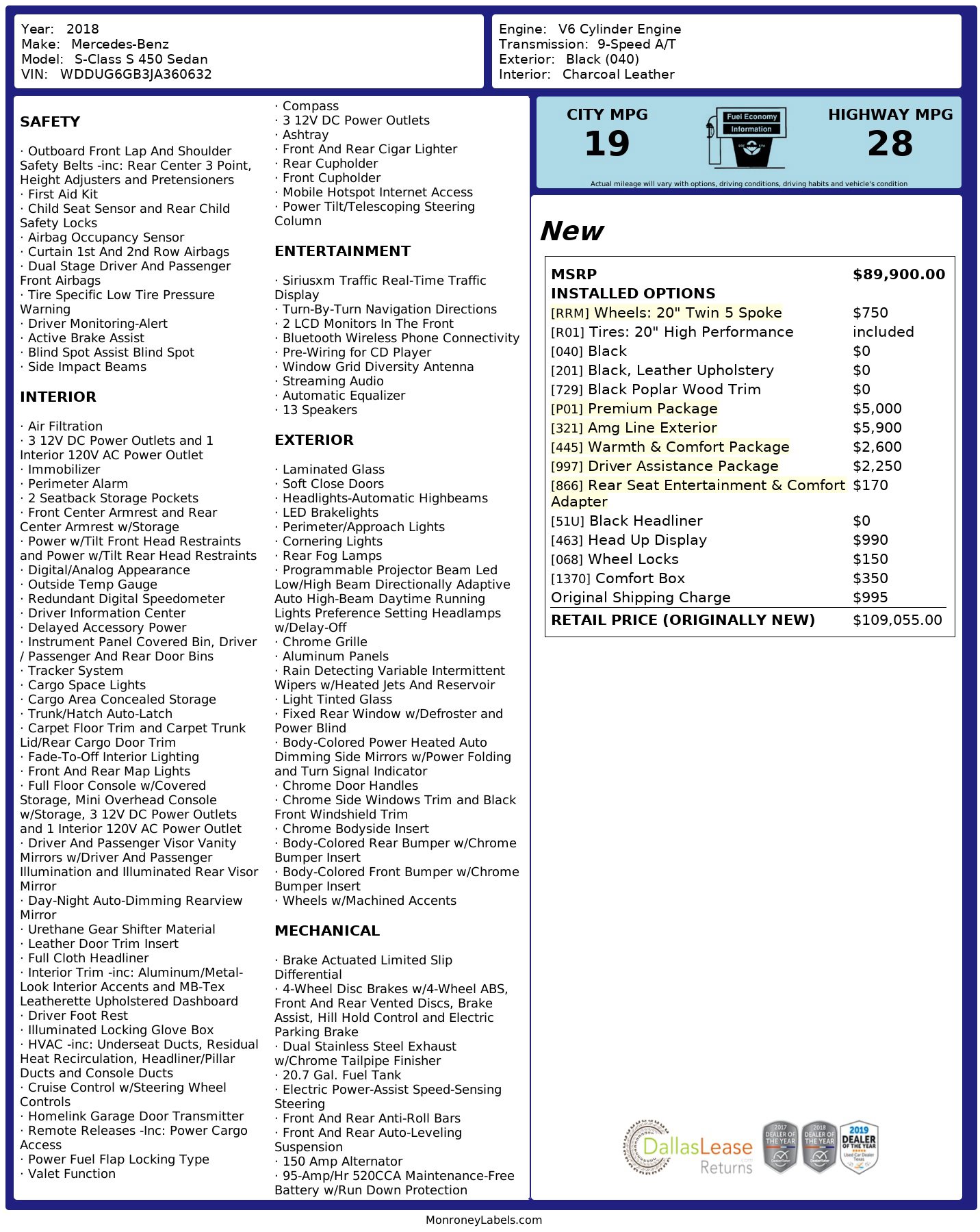 Used 2018 Mercedes-Benz S 450 4MATIC Sedan image 3