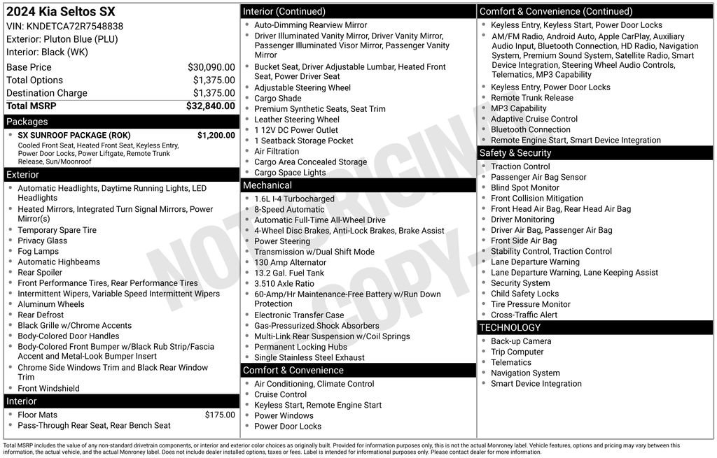 Used 2024 Kia Seltos SX w/ SX Sunroof Package AWD/4WD image 14