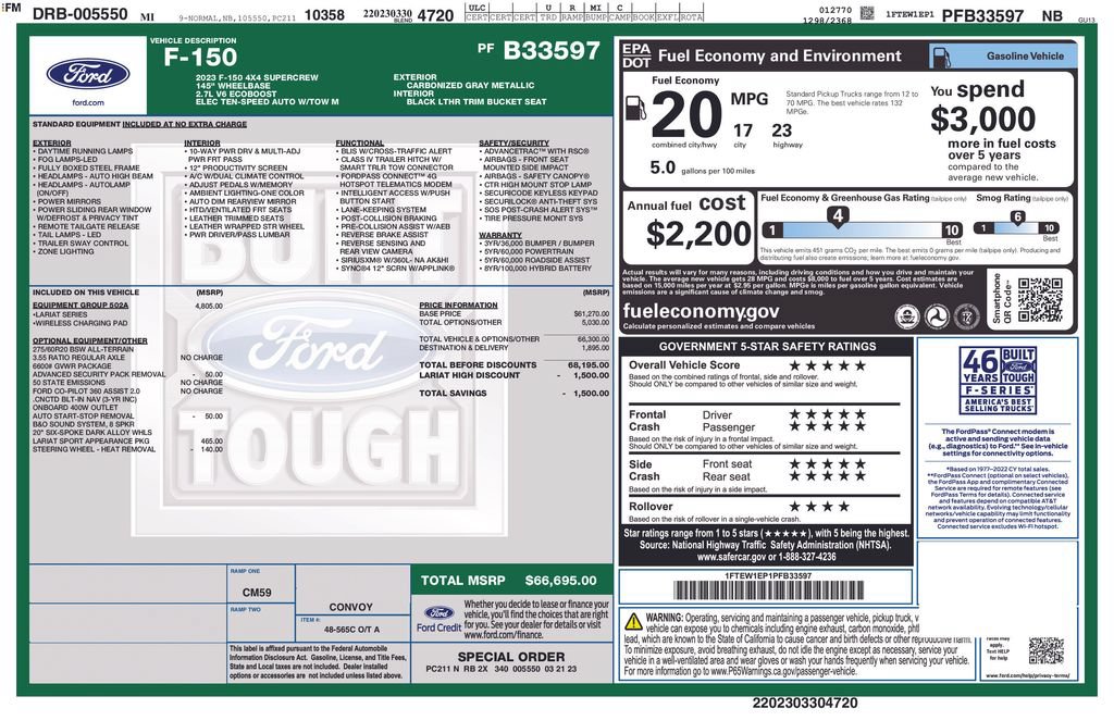 Used 2023 Ford F150 Lariat w/ Equipment Group 502A High AWD/4WD image 16
