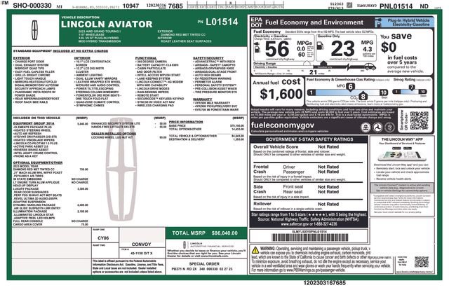 Certified 2023 Lincoln Aviator Grand Touring w/ Equipment Group 301A image 34