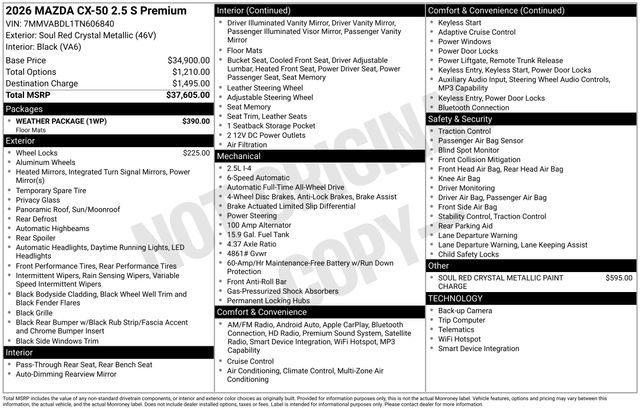 New 2026 MAZDA CX-50 AWD 2.5 S w/ Weather Package image 2