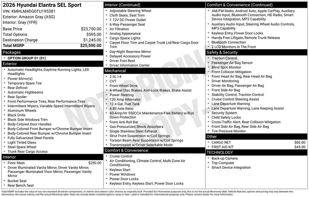 New 2026 Hyundai Elantra Sport FWD image 6