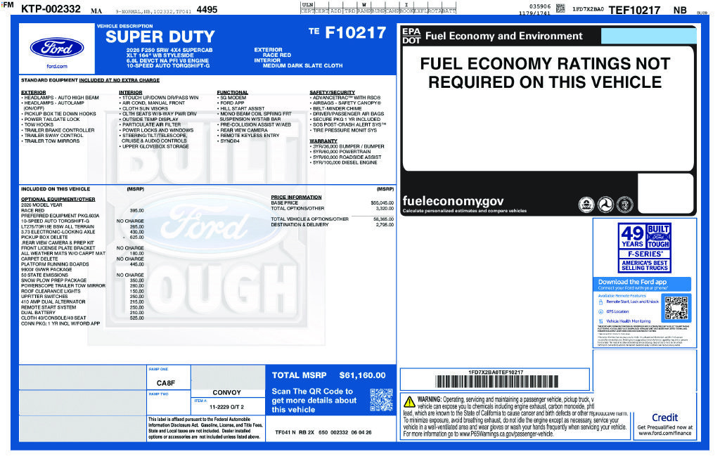 New 2026 Ford F250 XLT w/ Snow Plow Prep Package AWD/4WD image 13