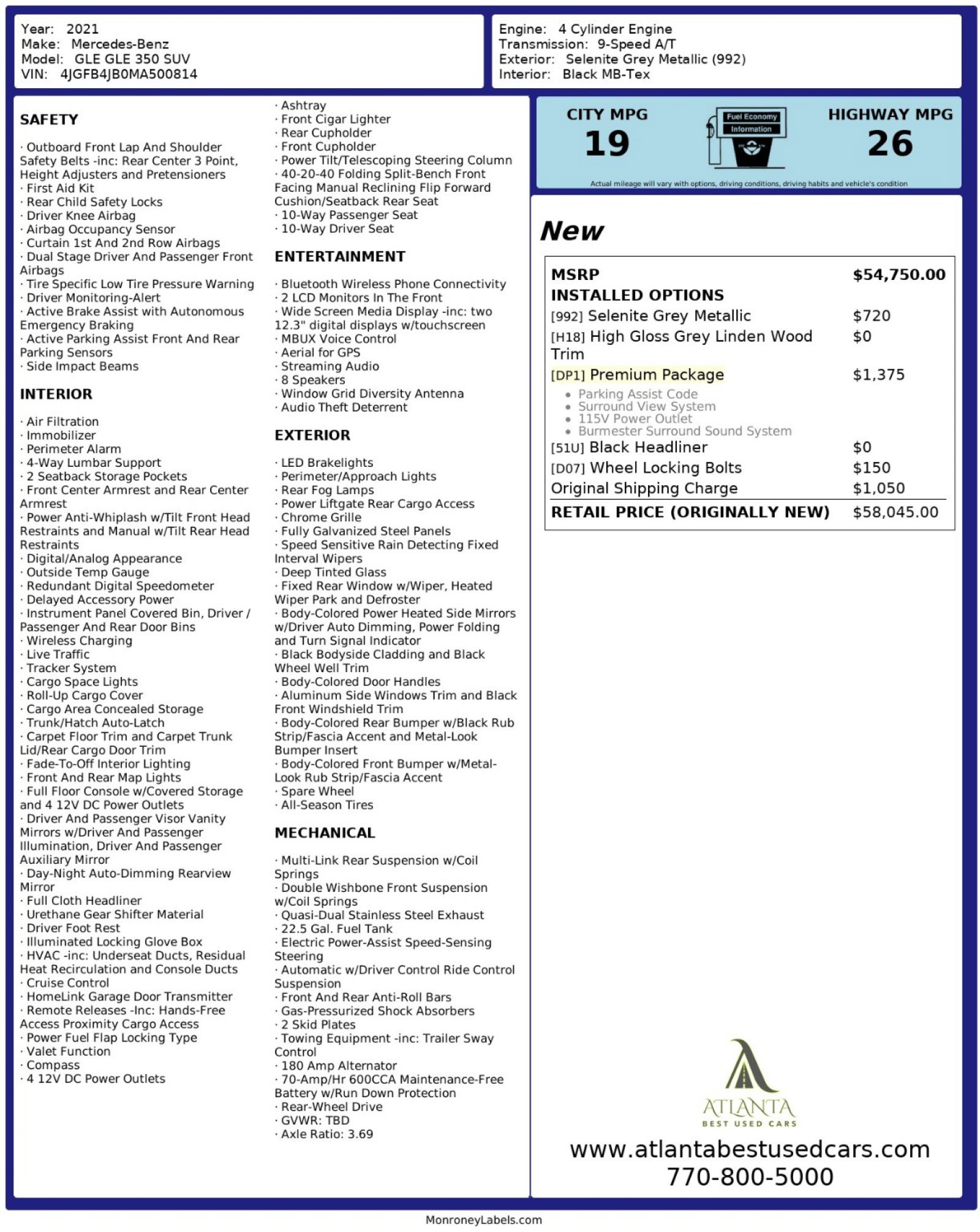 Used 2021 Mercedes-Benz GLE 350 w/ Premium Package image 59