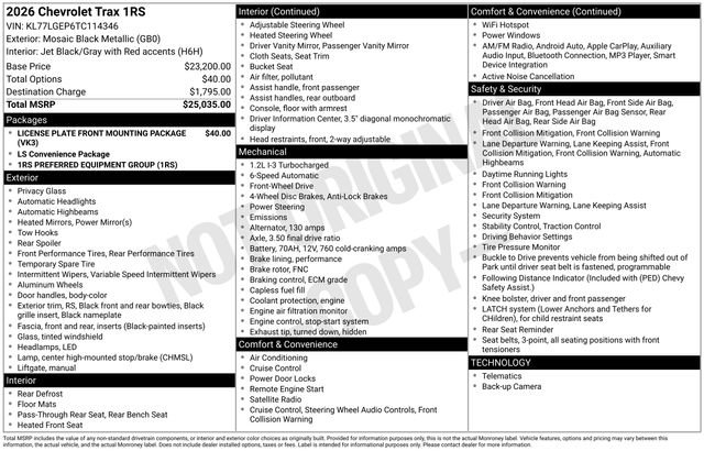 New 2026 Chevrolet Trax RS image 5