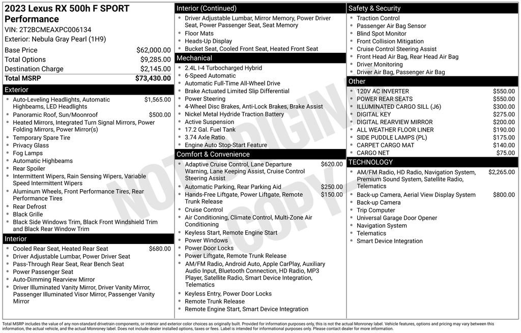 Used 2023 Lexus RX 500h 500h F SPORT Performance image 3