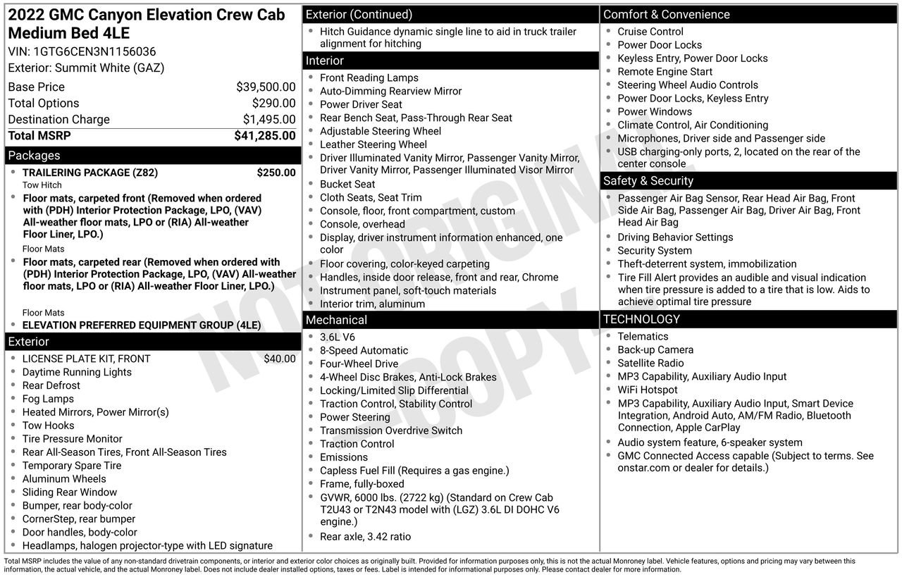 Used 2022 GMC Canyon Elevation w/ Trailering Package AWD/4WD image 33