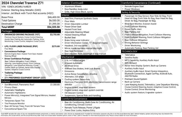 Certified 2024 Chevrolet Traverse Z71 w/ Enhanced Driving Package AWD/4WD image 8