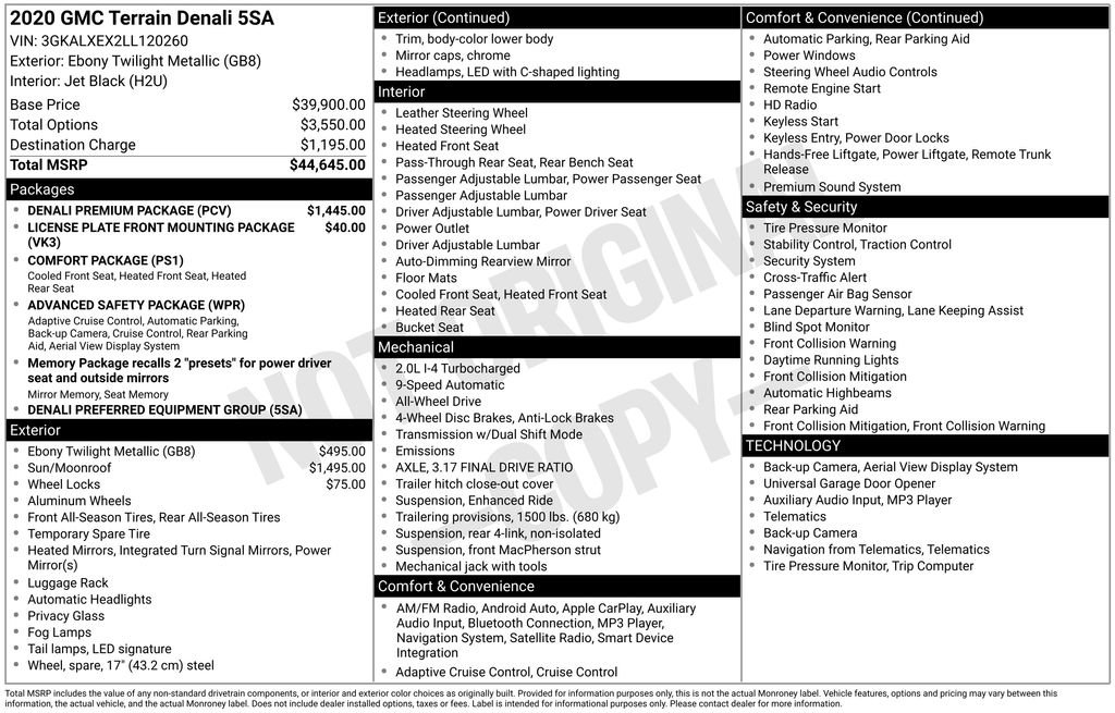 Used 2020 GMC Terrain Denali w/ Denali Premium Package image 40