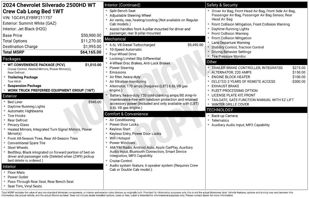 Used 2024 Chevrolet Silverado 2500 W/T w/ WT Convenience Package AWD/4WD image 6
