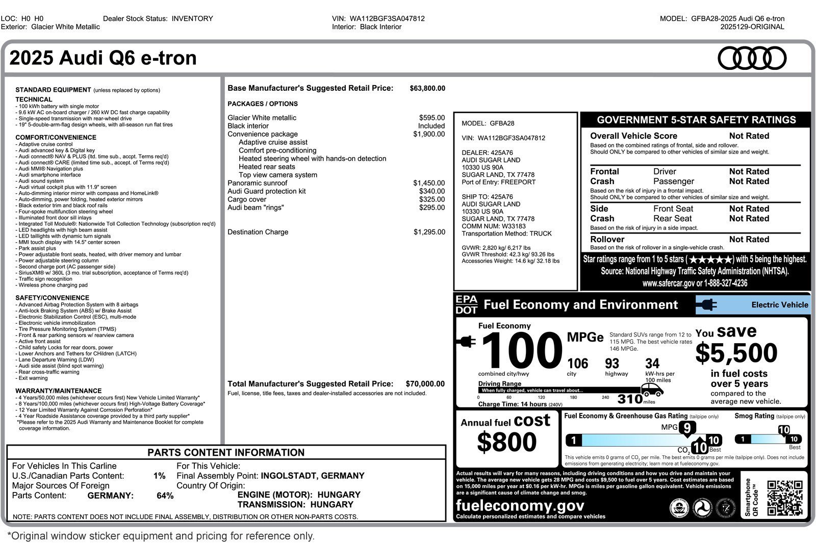 Used 2025 Audi Q6 e-tron Premium w/ Convenience Package image 3
