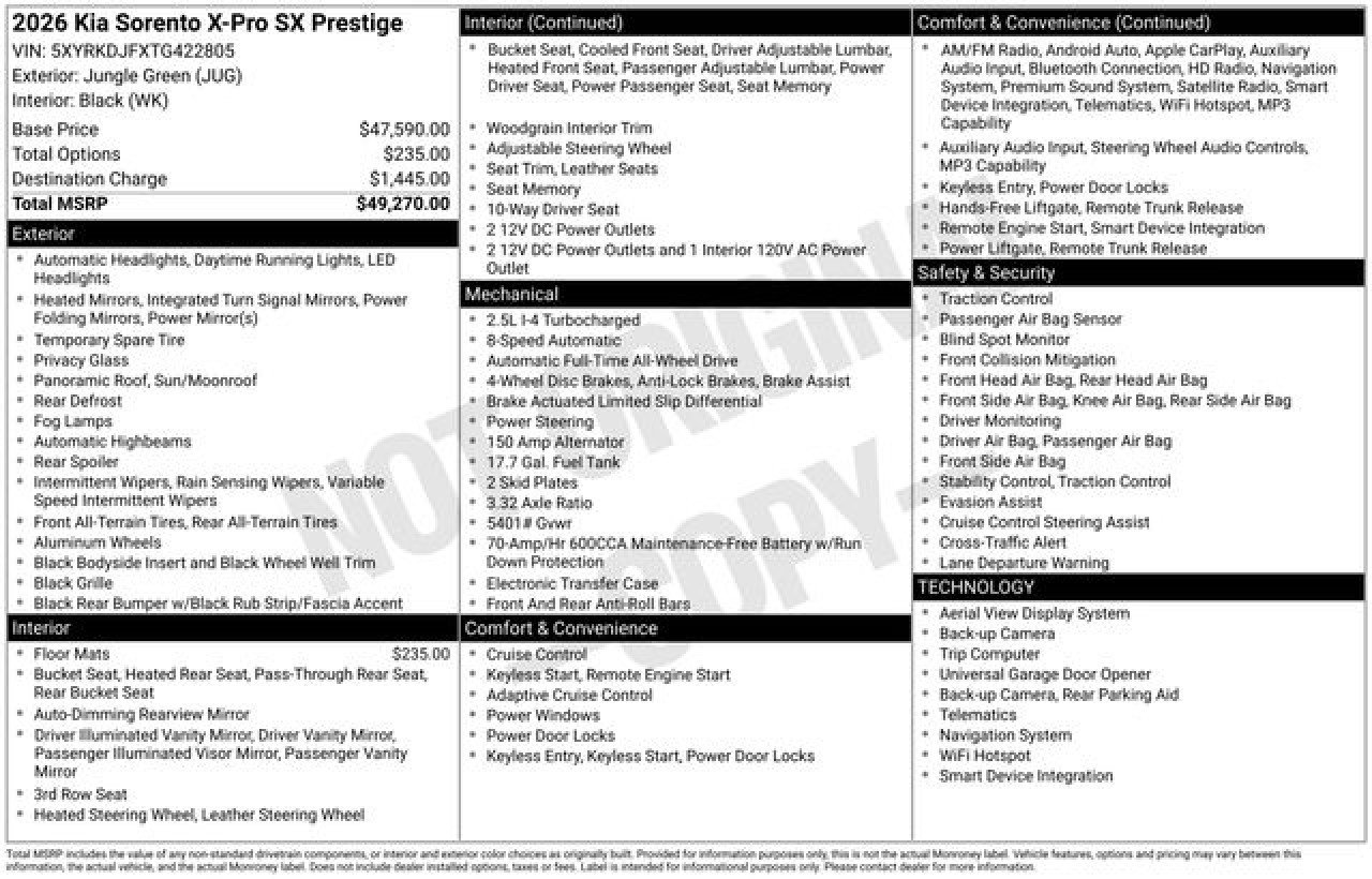 New 2026 Kia Sorento SX Prestige image 26