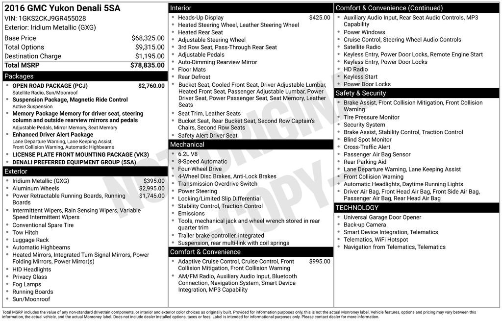 Used 2016 GMC Yukon Denali w/ Open Road Package AWD/4WD image 5