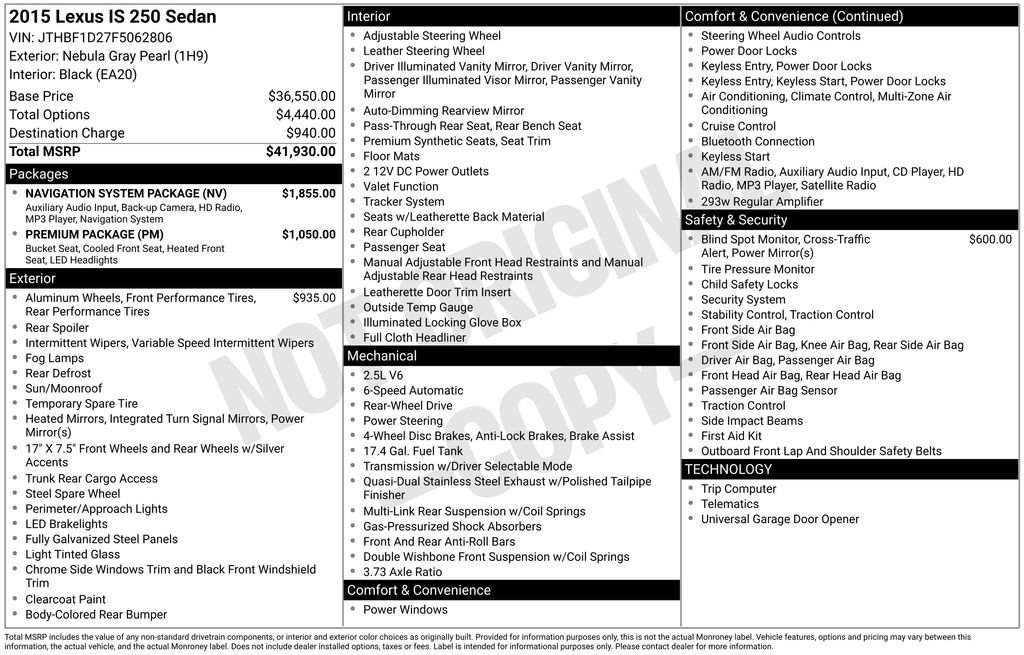 Used 2015 Lexus IS 250 w/ Navigation System Package image 27