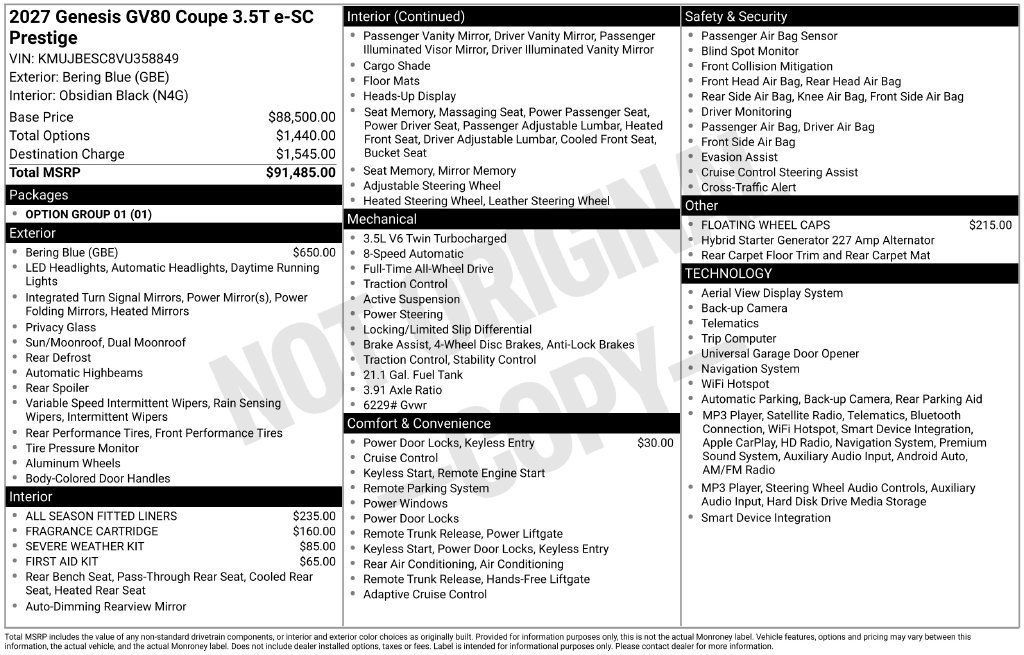 New 2027 Genesis GV80 3.5T e-SC AWD/4WD image 32