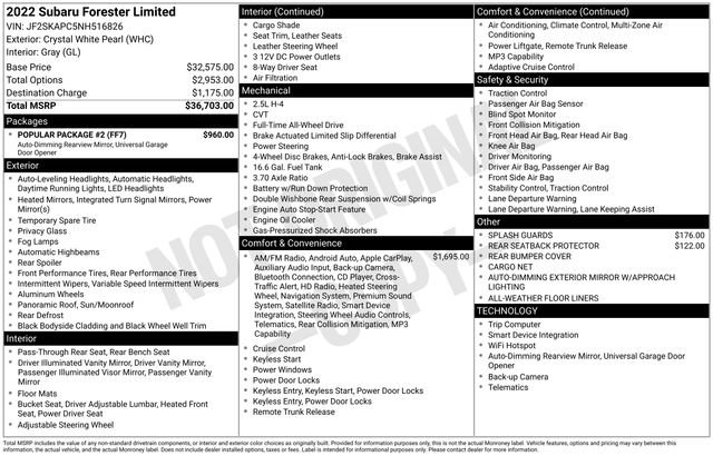 Used 2022 Subaru Forester Limited w/ Popular Package #2 image 33