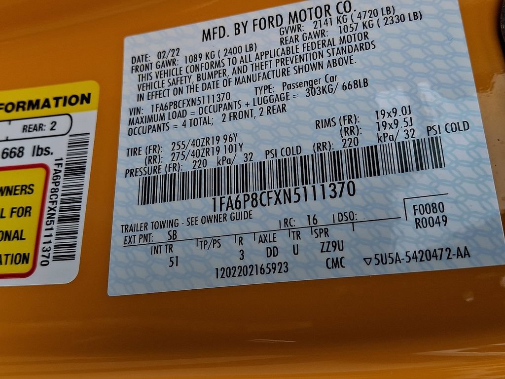 Certified 2022 Ford Mustang GT Premium w/ GT Performance Package RWD image 27