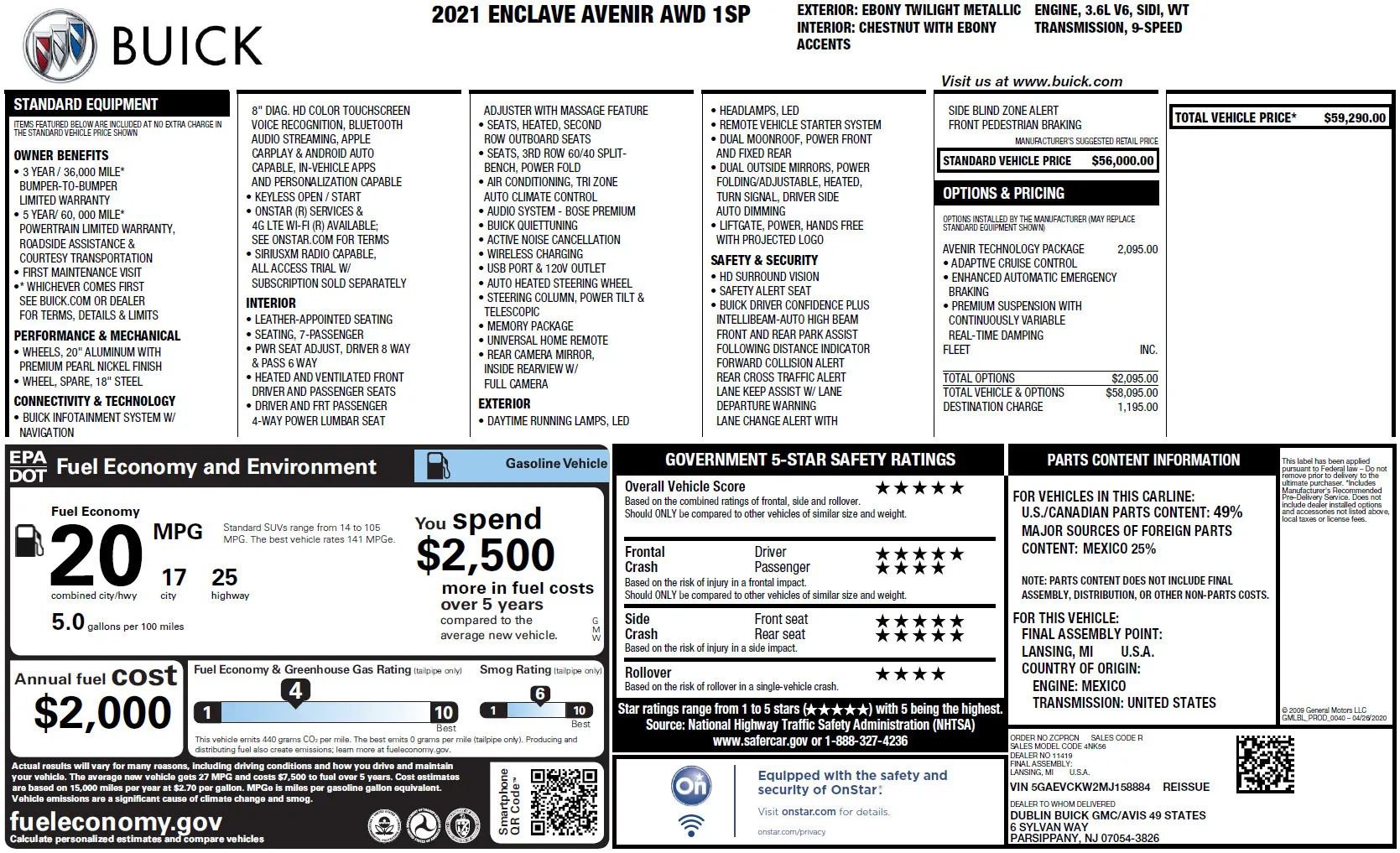Used 2021 Buick Enclave Avenir w/ Avenir Technology Package image 36