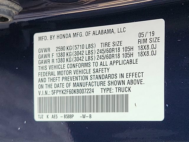 Used 2019 Honda Ridgeline RTL-T image 28