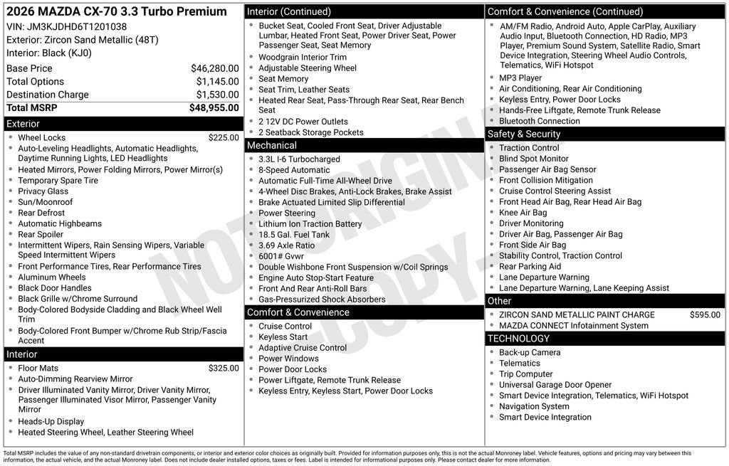 New 2026 MAZDA CX-70 3.3 Turbo w/ Premium Package image 6