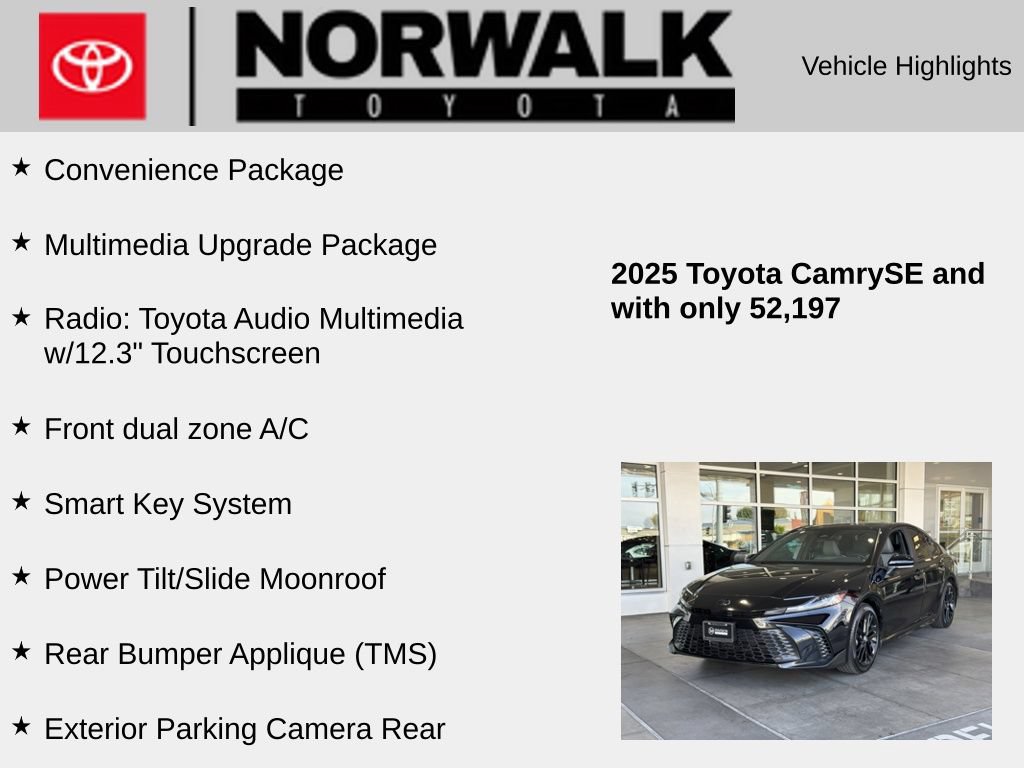 Used 2025 Toyota Camry SE w/ Multimedia Upgrade Package FWD image 10