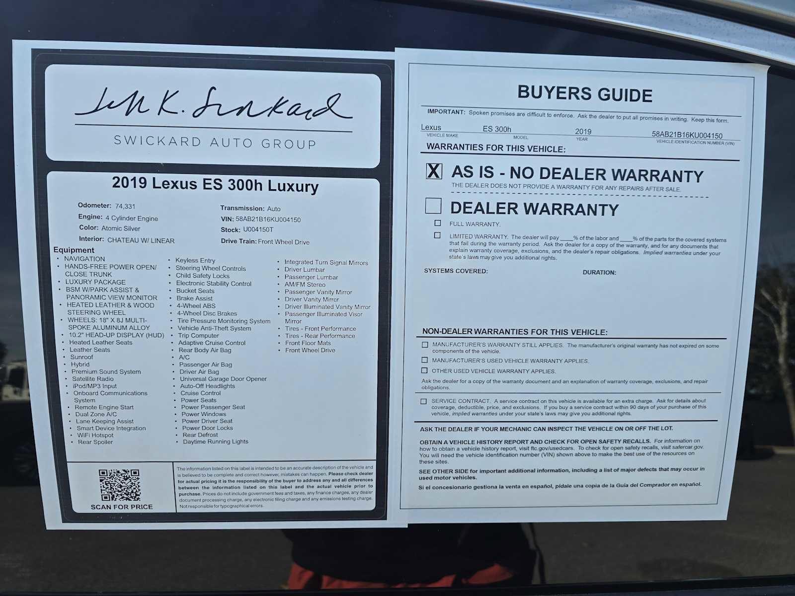 Used 2019 Lexus ES 300h image 19