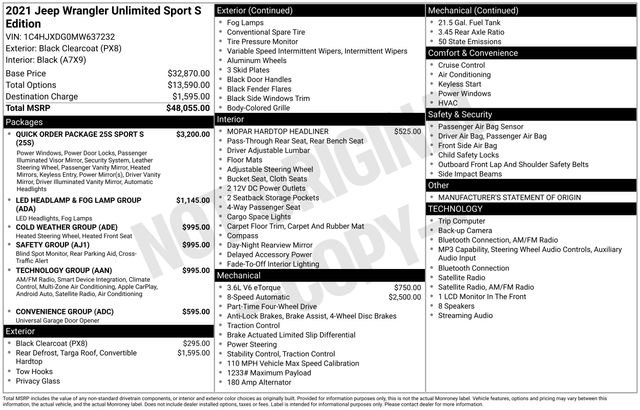 Used 2021 Jeep Wrangler Unlimited Sport AWD/4WD image 29