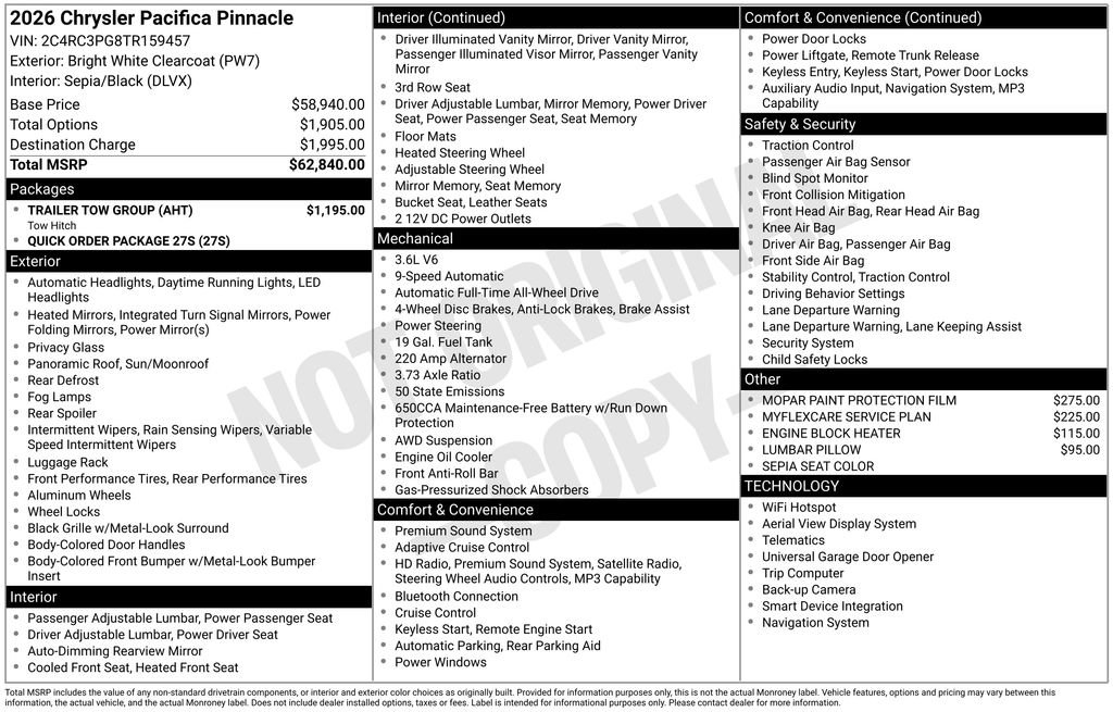 New 2026 Chrysler Pacifica Pinnacle w/ Trailer Tow Group image 37